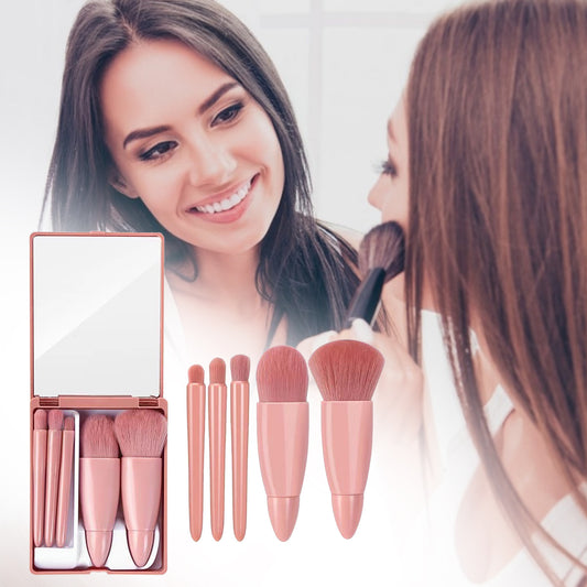 Blushé™ 5-Piece Portable Makeup Brush Set – Compact Luxury for Effortless Beauty On-the-Go