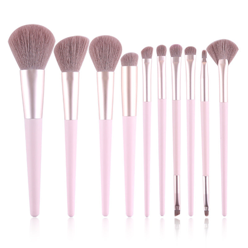 BlushBloom™ 10-Piece Soft Pink Makeup Brush Set – Perfect for Foundation, Contour & Eyeshadow