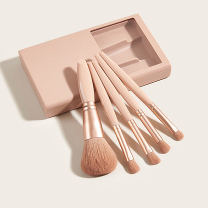 GlowEase™ 5-in-1 Portable Makeup Brush Travel Set with Mirror Case