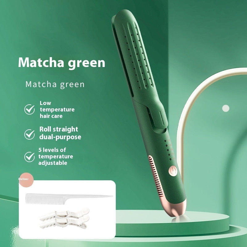 2-in-1 Avocado Green Hair Curler & Straightener – Fast Heating Ceramic Styler for Effortless Curls & Sleek Hair