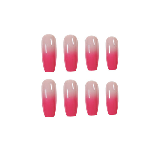 Berry Gradient Long Ballet Press-On Nails – Soft Pink Ombre Nail Set