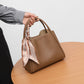 Chic High-Grade Leather Handbag with Silk Scarf – Elegant Shoulder Tote for Women
