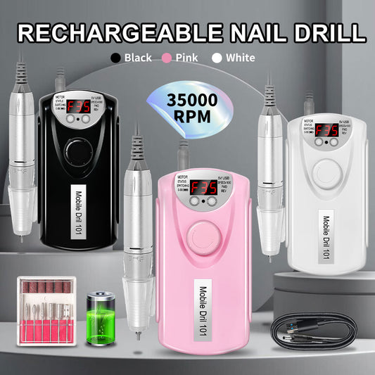 Professional Electric Nail Drill Machine – 35,000 RPM Rechargeable Portable Nail File Kit for Acrylic & Gel Nails (Low Noise)