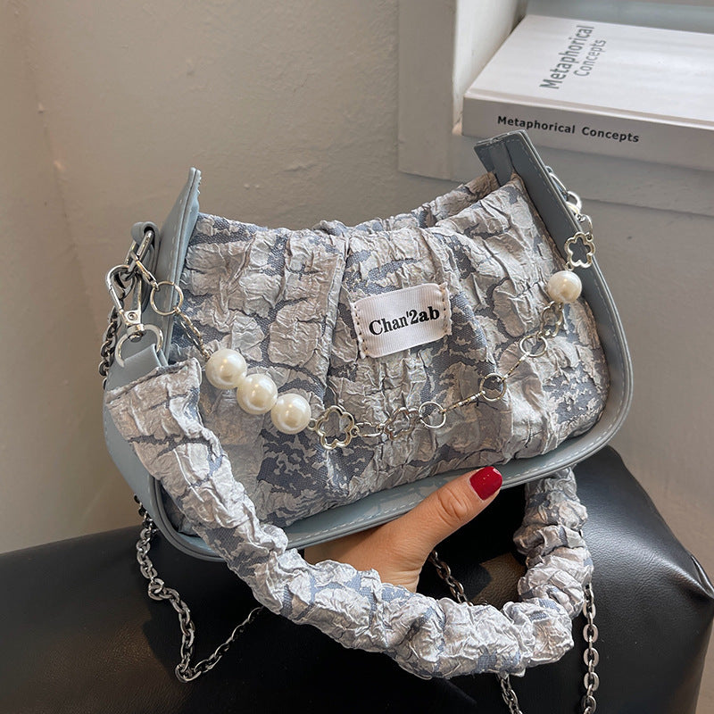 Textured Niche Chain Shoulder Bag – Chic Vintage Messenger Purse for Trendy Girls