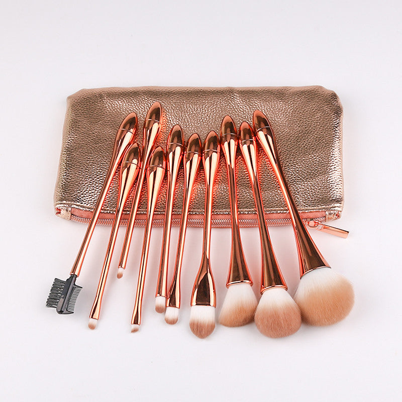 Eleglaze™ 10-Piece Goblet Makeup Brush Collection with Premium Storage Bag