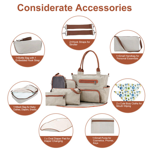 MOMENTO™ 8-in-1 Baby Diaper Bag Set – Multifunctional Nappy Organizer for Modern Parents