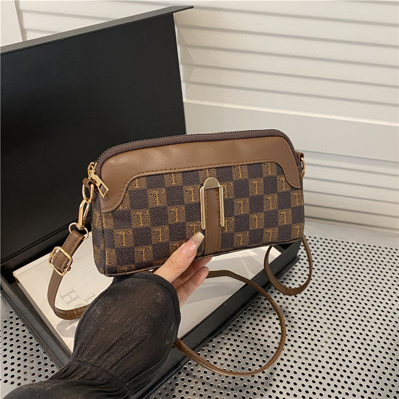 Elegant Checkered Crossbody Bag for Women – Small Shoulder Purse for Daily Use