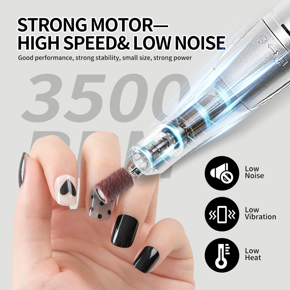 Professional Electric Nail Drill Machine – 35,000 RPM Rechargeable Portable Nail File Kit for Acrylic & Gel Nails (Low Noise)
