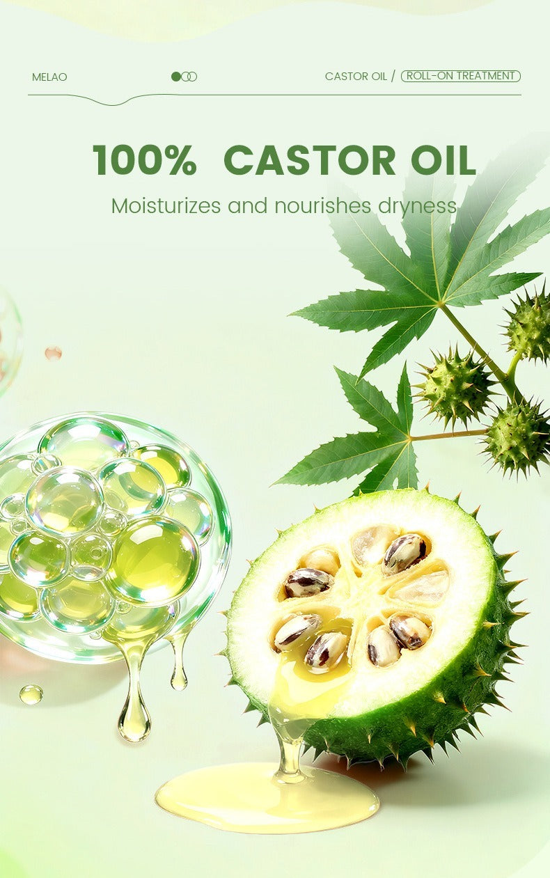 MELAO Castor Oil Roll-On Serum – Natural Hair Growth & Scalp Nourishing Oil | Eyebrow & Eyelash Regeneration Treatment (10ml)