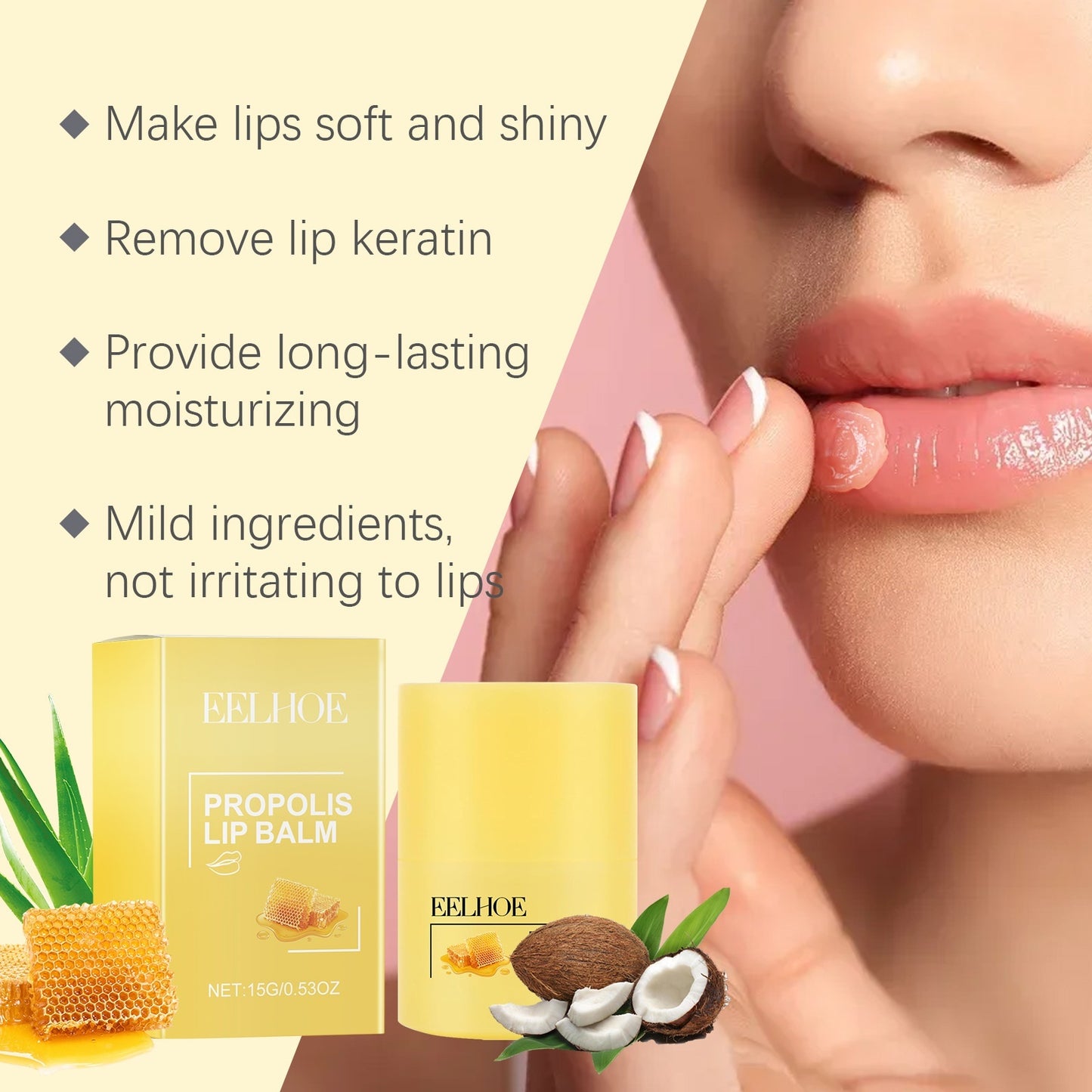 EELHOE Honey Lip Balm  – Deep Moisturizing & Soft Nourishing Lip Treatment for Smooth, Shiny Lips