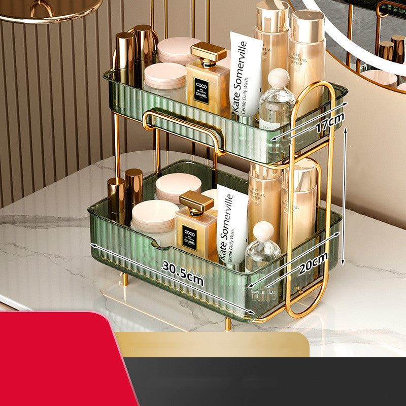 Luxury Glass Vanity Organizer – 2-Tier Bathroom & Skincare Storage Shelf