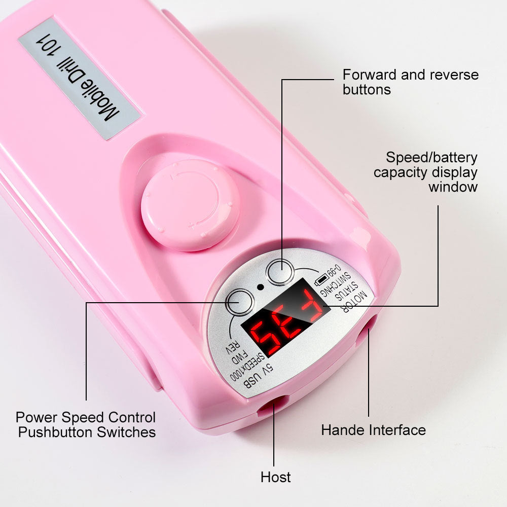 Professional Electric Nail Drill Machine – 35,000 RPM Rechargeable Portable Nail File Kit for Acrylic & Gel Nails (Low Noise)