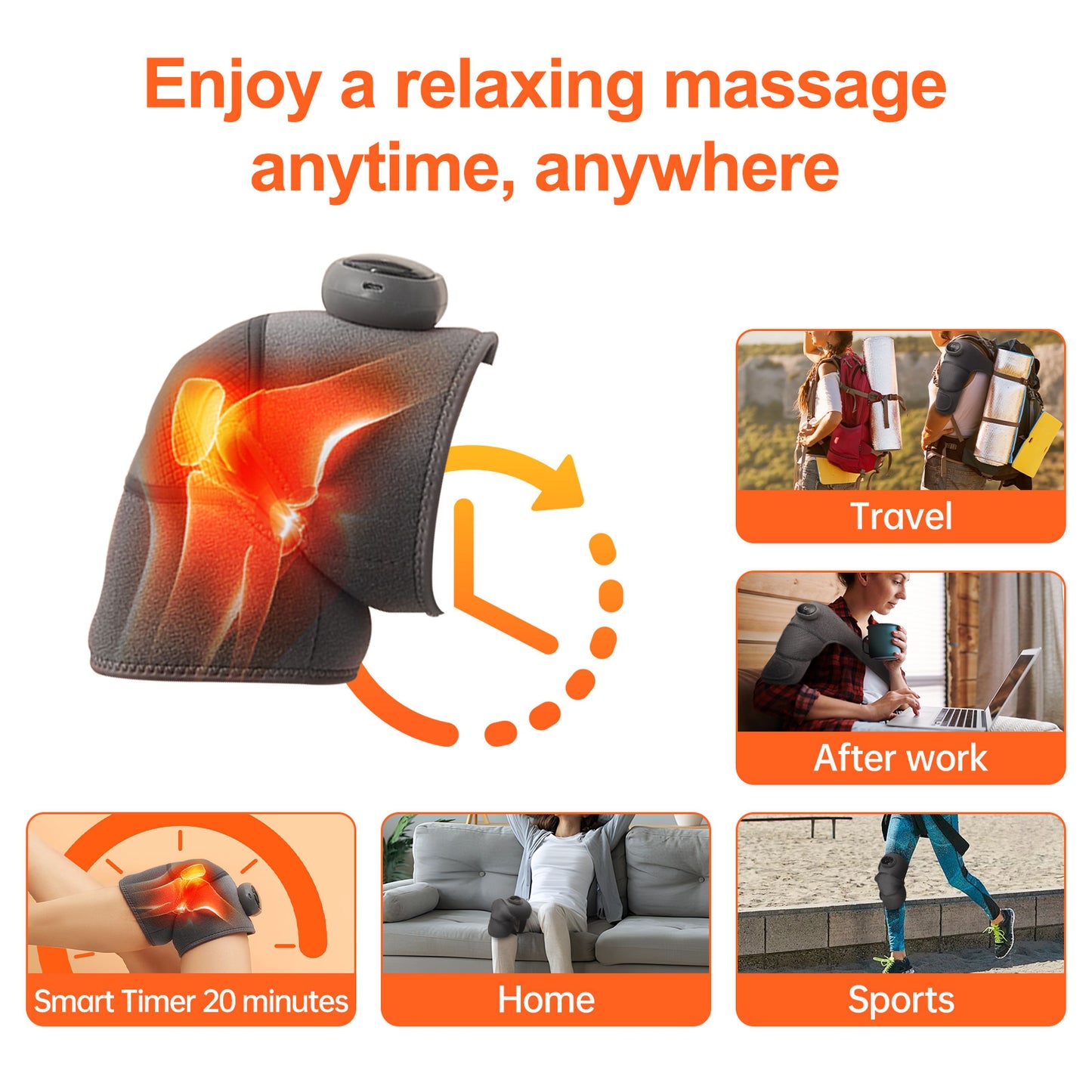 Smart Rechargeable Knee Heating Pad – Pain Relief & Comfort Therapy Wrap with Heat & Vibration Massage