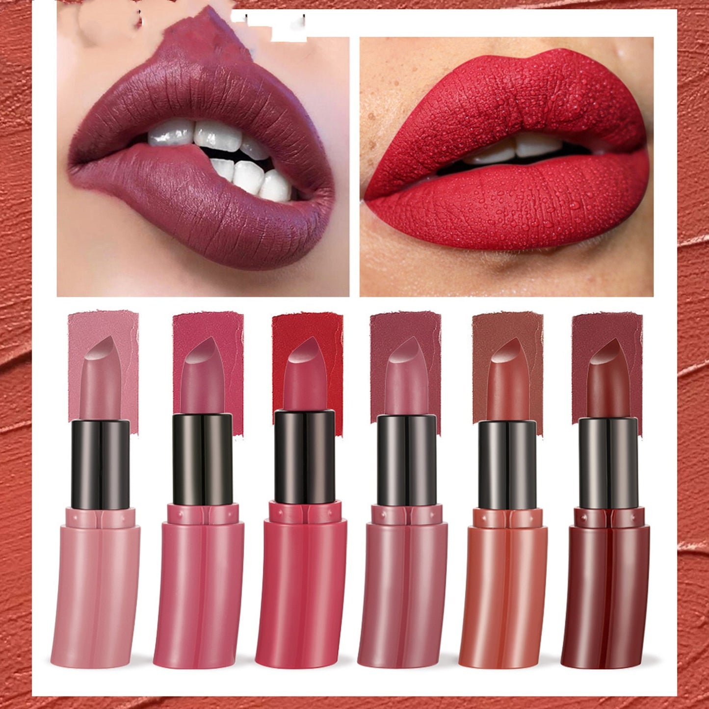 VeluLuxe™ 6-in-1 Velvet Matte Lipstick Set – Long-Lasting Glam Collection