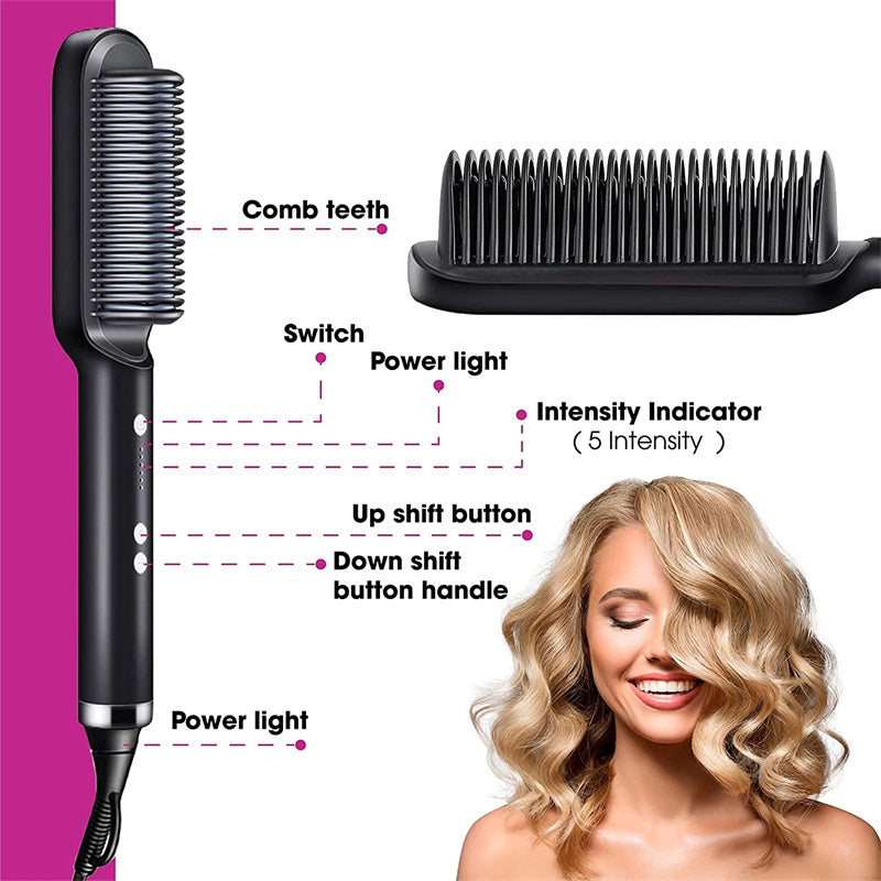 GlamStyler™ 2-in-1 Ionic Hair Straightener & Curler Brush – Salon-Grade Smoothness Instantly!