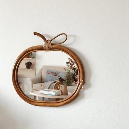 Handmade Rattan Round Mirror – Boho Wall Hanging Makeup & Home Decor Mirror
