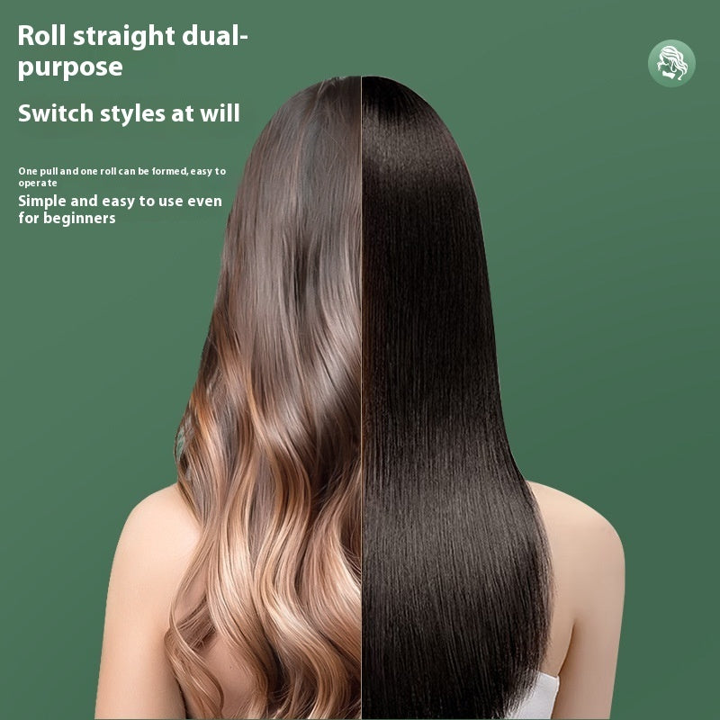 2-in-1 Avocado Green Hair Curler & Straightener – Fast Heating Ceramic Styler for Effortless Curls & Sleek Hair