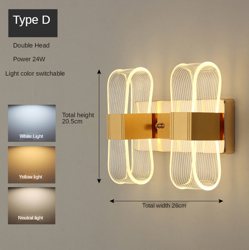 Golden Nordic LED Wall Lamp – Modern Luxury Lighting Fixture for Bedroom & Living Room