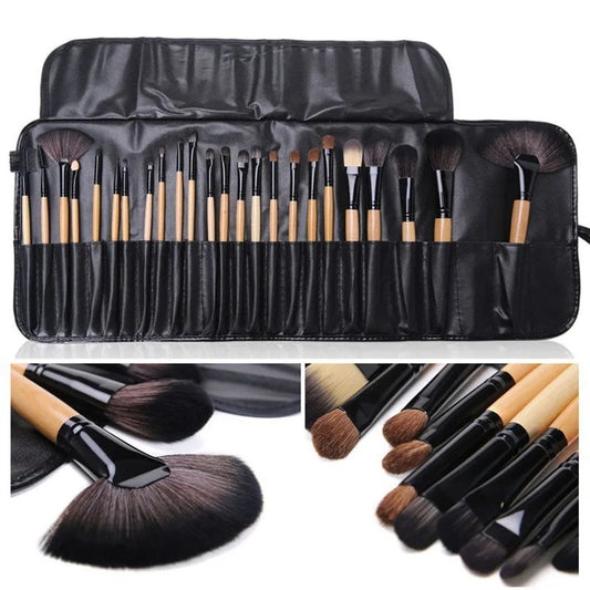 LuxeBlend™ 24-Piece Professional Makeup Brush Set with Travel Pouch