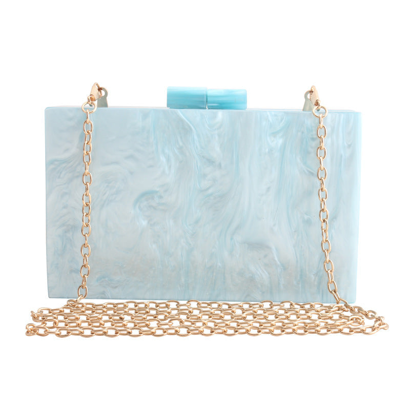 Trendy Marble Acrylic Clutch Bag for Women – Elegant Evening Purse with Gold Chain | Luxury Party Handbag 2025