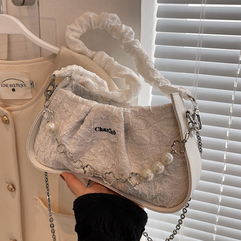 Textured Niche Chain Shoulder Bag – Chic Vintage Messenger Purse for Trendy Girls
