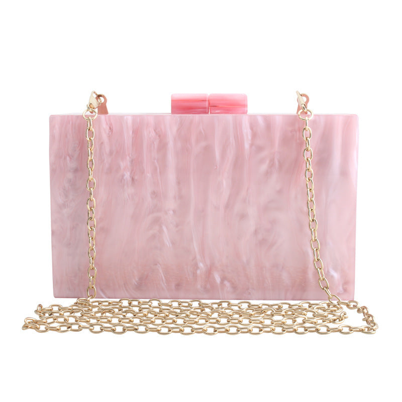 Trendy Marble Acrylic Clutch Bag for Women – Elegant Evening Purse with Gold Chain | Luxury Party Handbag 2025