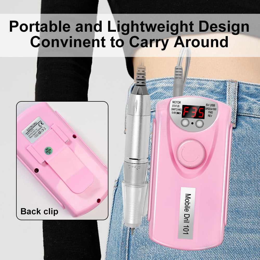 Professional Electric Nail Drill Machine – 35,000 RPM Rechargeable Portable Nail File Kit for Acrylic & Gel Nails (Low Noise)