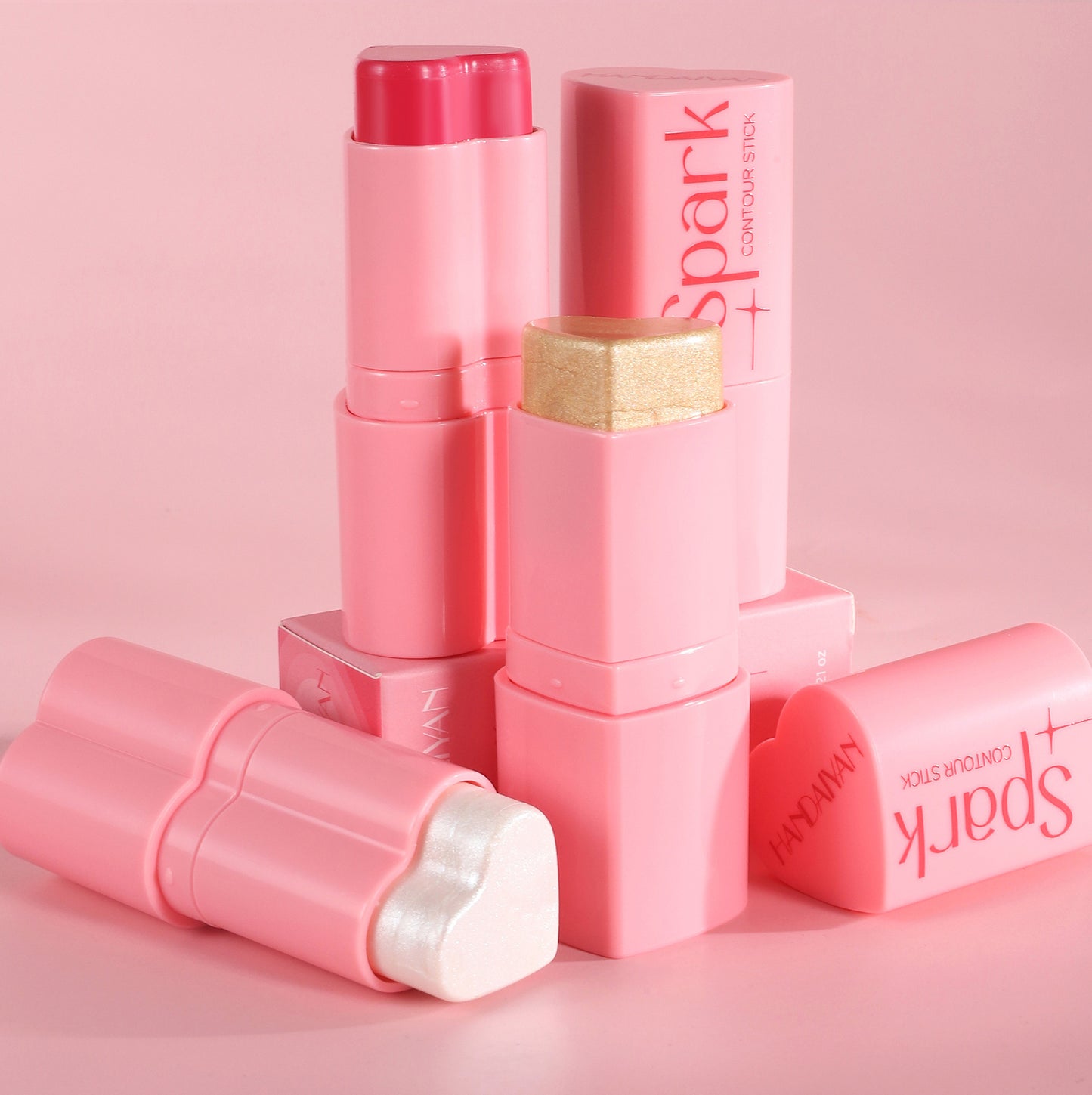 Heart Blush & Highlighter Stick  | 3-in-1 Face Brightening & Contour Makeup Stick