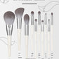 Luméva™ 10-Piece Nano Fiber Makeup Brush Set with Faux-Suede Roll-Up Case – Silver Edition