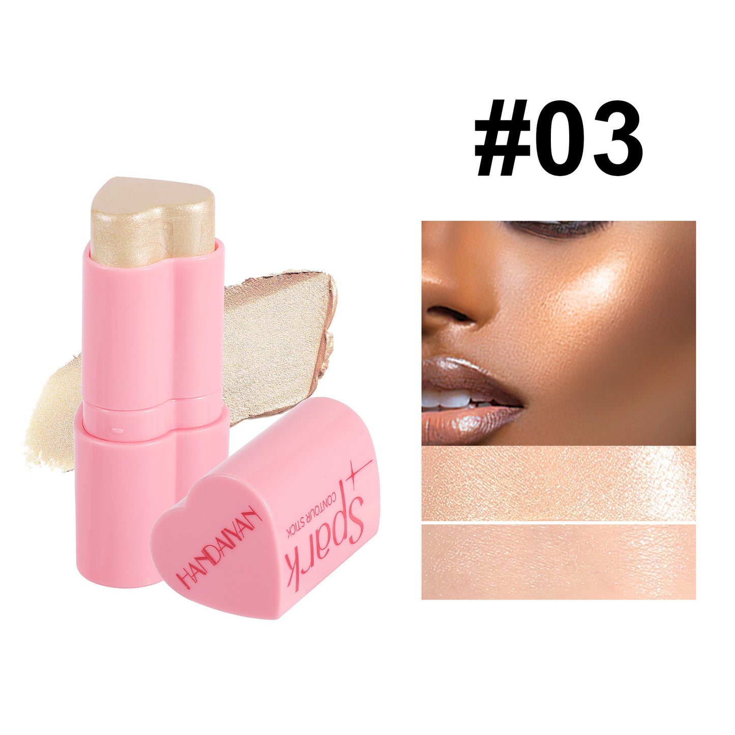 Heart Blush & Highlighter Stick  | 3-in-1 Face Brightening & Contour Makeup Stick