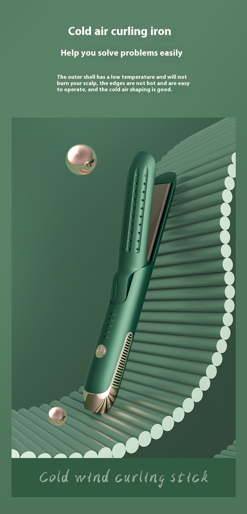 2-in-1 Avocado Green Hair Curler & Straightener – Fast Heating Ceramic Styler for Effortless Curls & Sleek Hair